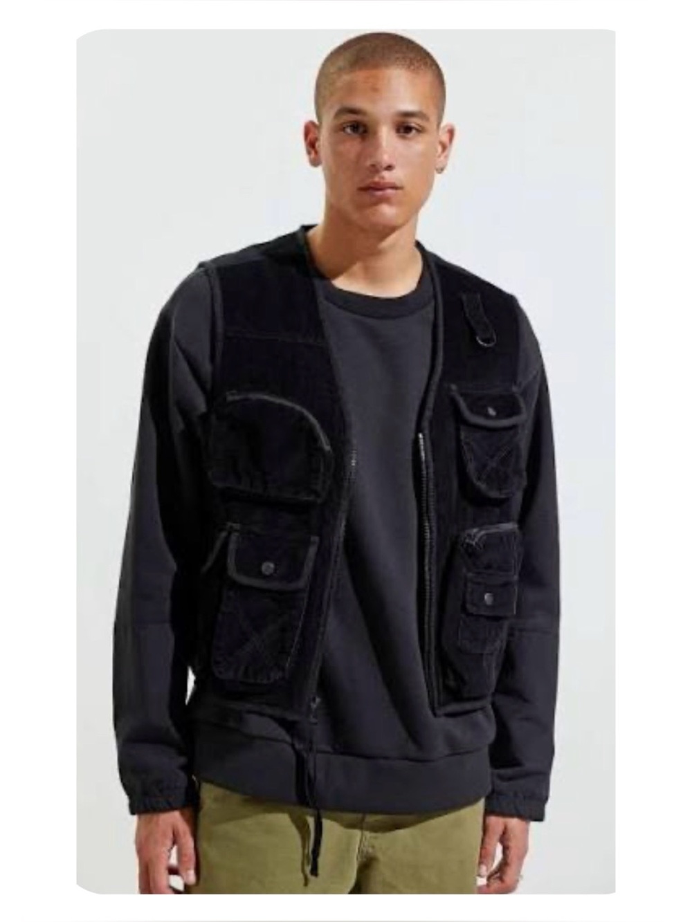 NWT Urban Outfitters BDG Men’s Corduroy Utility Vest In Black Size Small